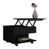 Vynxaria Lift Top Coffee Table with Casters and Shelf - Sleek Black Design - 2 of 4