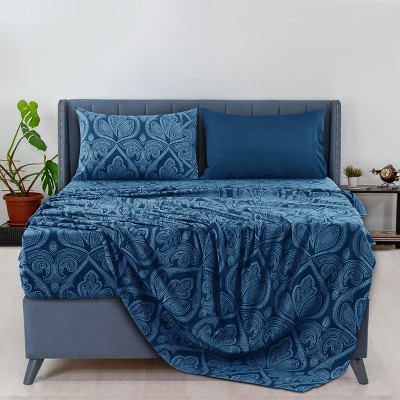 6 Piece Sheet Sets Paisley Printed Sheets Set Ultra Soft Deep Pocket Microfiber Bed Sheets - Lux Decor Collection