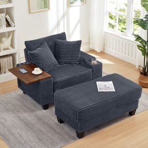 NicBex Modern Oversized Armrest Sofa Futon Couch with Ottoman&Rotating Table,Comfy Sleeper Sofa for Living Room,Apartment - 1 of 4