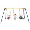 Costzon 660 lbs Swing Set for Backyard, 3-in-1 Heavy Duty Metal Frame with Platform Swing, Belt Swing, Baby Swing, Indoor/Outdoor Playset for Kids - 4 of 4