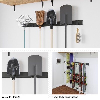 Heavy-Duty Black Steel Wall-Mounted Ski and Snowboard Rack