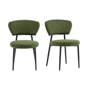 Gulches Set of 2 Upholstered Dining Chairs - Green Contemporary Style with Soft Padded Seat/Backrest & Metal Legs, Easy Assembly for Dining Room - 1 of 4