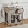 Dog Crate Wooden Kennel Indoor End Table Pet Furniture With Doors & Drawers - 4 of 4