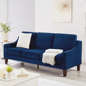 Modern Loveseat sofa for Living Room, Upholstered Velvet Small Couch with Wooden Legs for Livingroom Bedroom - 1 of 4