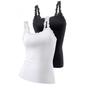 Women's 2 Pk Lace Trim Camisoles - LASCANA - 1 of 4