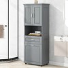 Cabinet with Laundry Hamper Basket, Bathroom Storage Organizer Space Saver with Two Doors&One Drawer&Open Shelf - 2 of 4