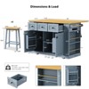 Kitchen Island Set Of 3, Rolling Cart With 2 Bar Stools, Table With 3 Drawers, 2 Door Drop Leaf, Power Outlet For Dining Room - 2 of 4
