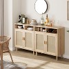 Sideboard Buffet Storage Cabinet, Rattan Kitchen Cabinet with 2 Doors/Shelf, Accent Modern Dining Living Room Coffee Bar Furniture - 4 of 4