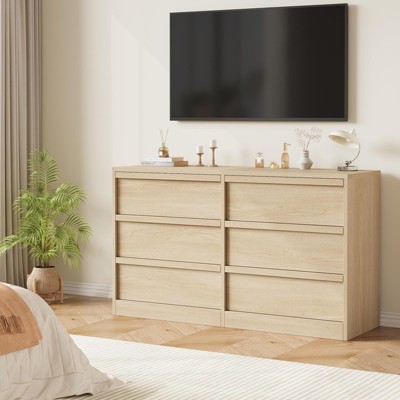 6 Drawer Dresser for Bedroom, Antique White Double Dresser Organizer with Large Storage