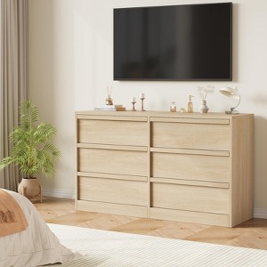 6 Drawer Dresser for Bedroom, Modern Double Dresser Organizer with 6 Drawers Large Storage - 1 of 4