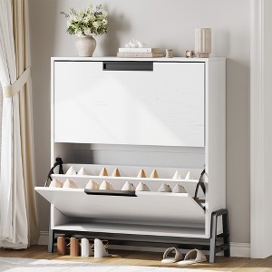 Garvee Shoe Storage Cabinet with 2 Flip Drawers, Freestanding Shoe Organizer with Metal Legs, Narrow Shoe Rack Cabinet for Entryway - 1 of 4