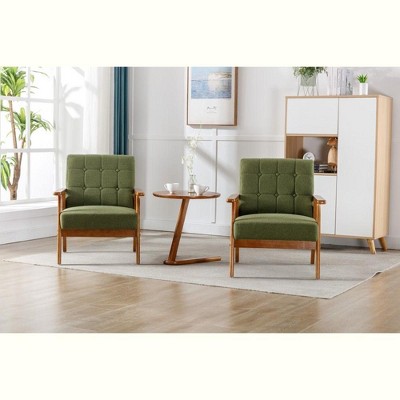 CAVINAS Upholstered Accent Chair Set of 2 with Side Table,Modern Arm Chairs for Bedroom,Reading Room