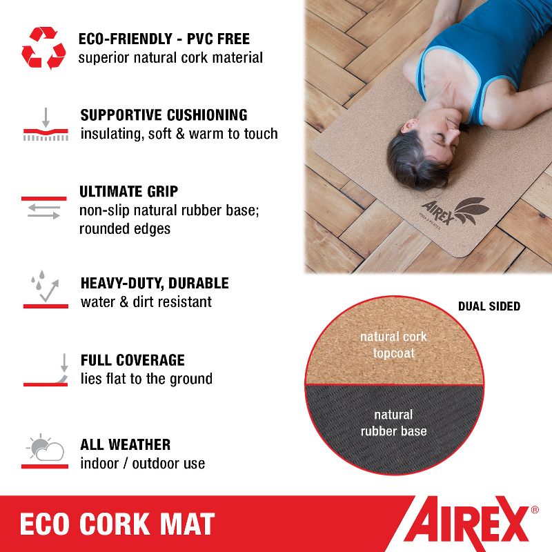 AIREX Exercise ECO Mat Fitness for Yoga, Physical Therapy, Rehabilitation, Balance & Stability Exercises, 2 of 7