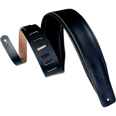 Levy's DM1PD-BLK 3" Black Leather Guitar Strap