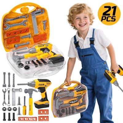 Skirfy Toy Chainsaw for Kids, Pretend Play Series Kids Tool Set, Outdoor Electronic Chainsaw Toy Set,Preschool Learning Toddler Tool Set,,Yellow