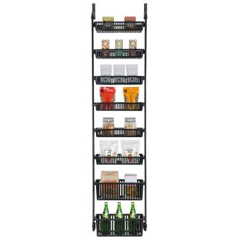 Smart Design 8-Tier Over The Door Hanging Pantry Organizer with 6 full Baskets and 2 Deep Baskets Black