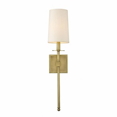 Rubbed Brass 26" Dimmable Wall Sconce with Fabric Shade
