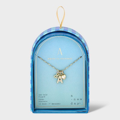 14K Gold Dipped Charm Initial Pendant Necklace - A New Day™ Gold