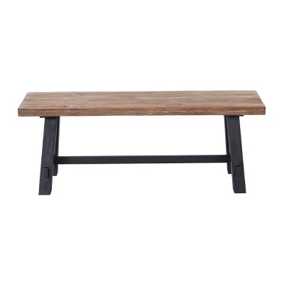 42" Black Solid Wood Hall Tree with Shelf and Bench