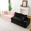 KWPZQEB 120.08" Luxury Turtle Sofa, Color-Block Velvet Sofa with 6 Pillows, Mid Century Modular Floor Sofa for Living Room, Apartment - 2 of 4