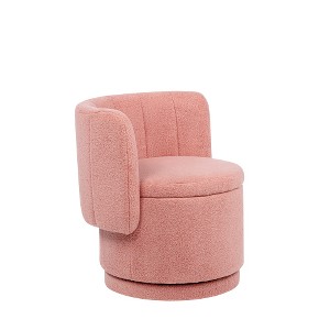Lyngins Swivel Accent Chairs with Storage Space,Upholstered Swivel Reading Chairs with Backrest,Boucle Barrel Chairs for Bedroom,Living Room - 1 of 4