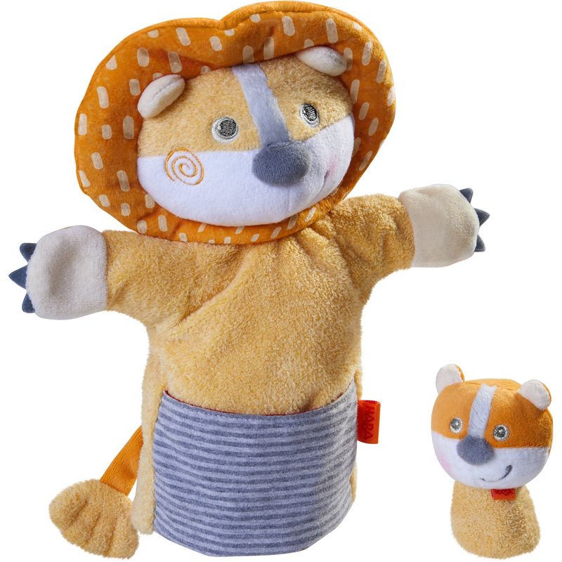 HABA Lion with Baby Cub - Hand Puppet and Finger Puppet 2 Pc Set, 1 of 6