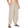 COOFANDY Men's Cotton Linen Harem Pants Drawstring Lightweight Loose Beach Yoga Pants with Pockets - 2 of 4