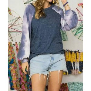 Women's Tie Dye Raglan Sleeve Top - ADORA - 1 of 3
