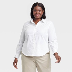 Women's Long Sleeve Button-Down Boyfriend Shirt - A New Day™ - 1 of 3