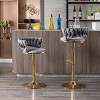 TiramisuBest Set of 2 Velvet Bar Stools with Chrome Footrest & Base, Swivel Height Adjustable Mechanical Lift, Golden Legs, Modern Navy - 3 of 4