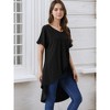 INSPIRE CHIC Women's Short Sleeve High Low Waist Knot Asymmetrical V Neck Dressy Casual Blouse - 2 of 4