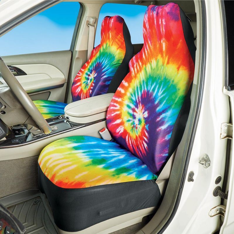 Collections Etc Psychedelic Tie-Dye Automotive Car Seat Covers - Set of 2, 2 of 3