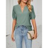 Clearlove Womens Puff Short Sleeve Casual Blouses V Neck T-Shirt Hollow Out Business Tops - 2 of 4