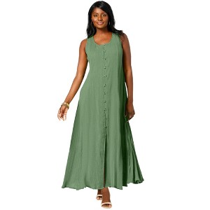 Jessica London Women's Plus Size Button Down Gauze Dress - 1 of 4