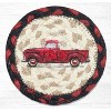 Earth Rugs Vintage Red Truck Printed Coaster – 5"x5" Rustic Holiday Decor in Braided Jute - 2 of 3