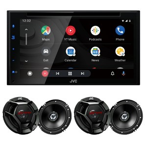 JVC KW-V66BT 6.8" Touchscreen Receiver Compatible with Apple CarPlay & Android Auto Bundled with 2 Pairs JVC CS-DR621 6.5" Coax Speakers - 1 of 4