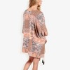Anna-Kaci Swim Women's Floral Duster Style Cover-Up With Tassels Open Front And Short Sleeves- One Size Fits Most, Mauve Pink - 3 of 4