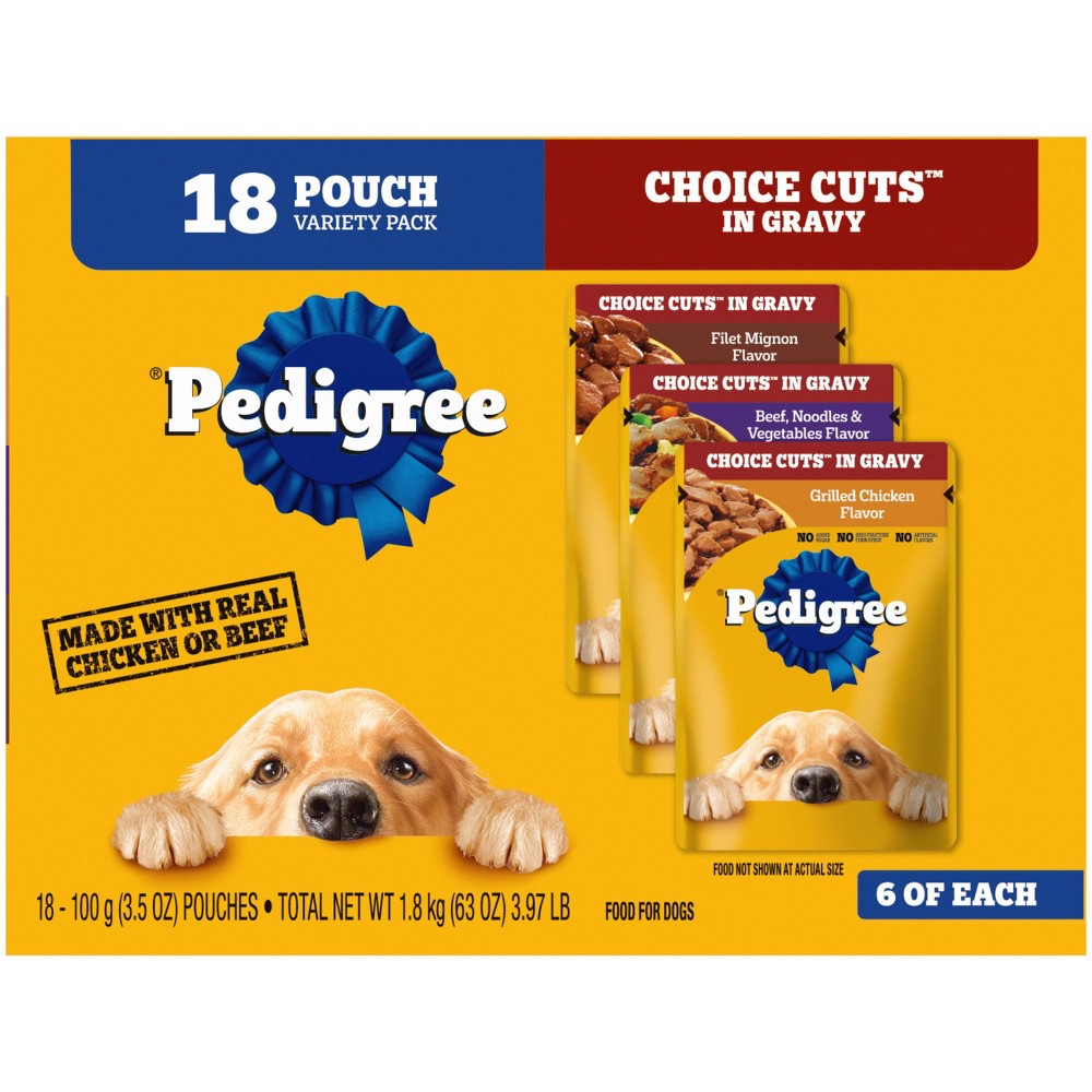 Photos - Dog Food Pedigree Pouch Choice Cuts In Gravy Adult Wet  Beef, Grilled Chick 