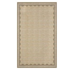Indoor Modern Washable Area Rugs with Scalloped Print, Ultra Thin Non Slip Throw Carpet for Bedroom Living Room - 1 of 4
