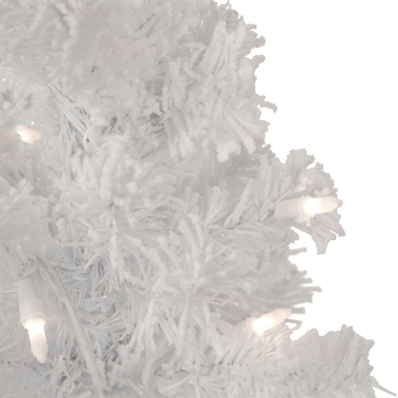 Northlight 3.5' Pre-Lit Potted Flocked Winter Pine White Tinsel Artificial Christmas Tree, Clear Lights, 4 of 7