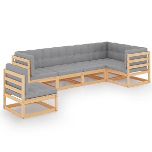 vidaXL Garden Lounge Set Natural wood, Grey Solid pinewood, 100% polyester - 1 of 4