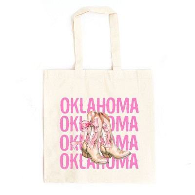 City Creek Prints Coquette Oklahoma Cowgirl Boots Canvas Tote Bag - 15x16 - Natural