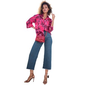 VENUS Womens Satin Long Sleeve Blouse - 1 of 4