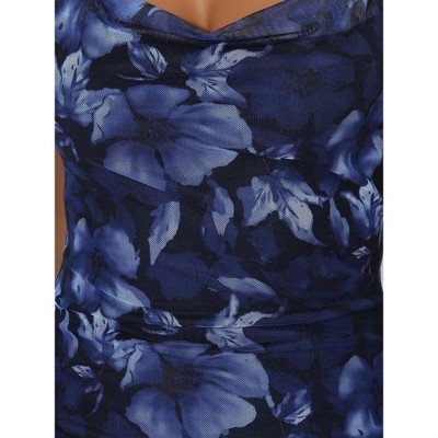 Женские платья INSPIRE CHIC Women's Mesh Floral Sleeveless Stretchy Bodycon Cocktail Maxi Dress Small Black Blue — фото 3