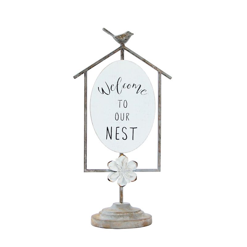 VIP Wood 17 in. White Our Nest Table Sign, 1 of 2