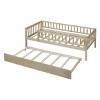 ALEXOUN Twin Size Daybed with Trundle and Fence Guardrails,Wood Day Bed Frame with Backrest and Armrest,No Box Spring Needed - 4 of 4