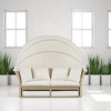 Convertible Patio Daybed with Retractable Canopy, Cushions, and Pillows aa??Rattan & Iron Frame for Outdoor Use - 2 of 4