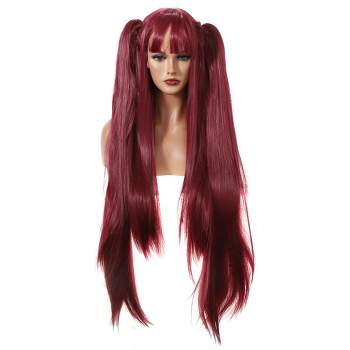 Unique Bargains Women's Wigs 33" Pink with Wig Cap Long Hair