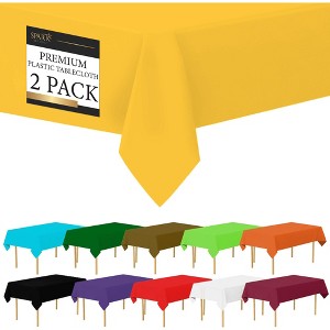 Plastic Tablecloth Disposable, Tablecloths for Rectangle Tables 54 inch. x 108 inch. Fits Tables Up to 8 Feet, Table Cloth for Party - SparkSettings - 1 of 4