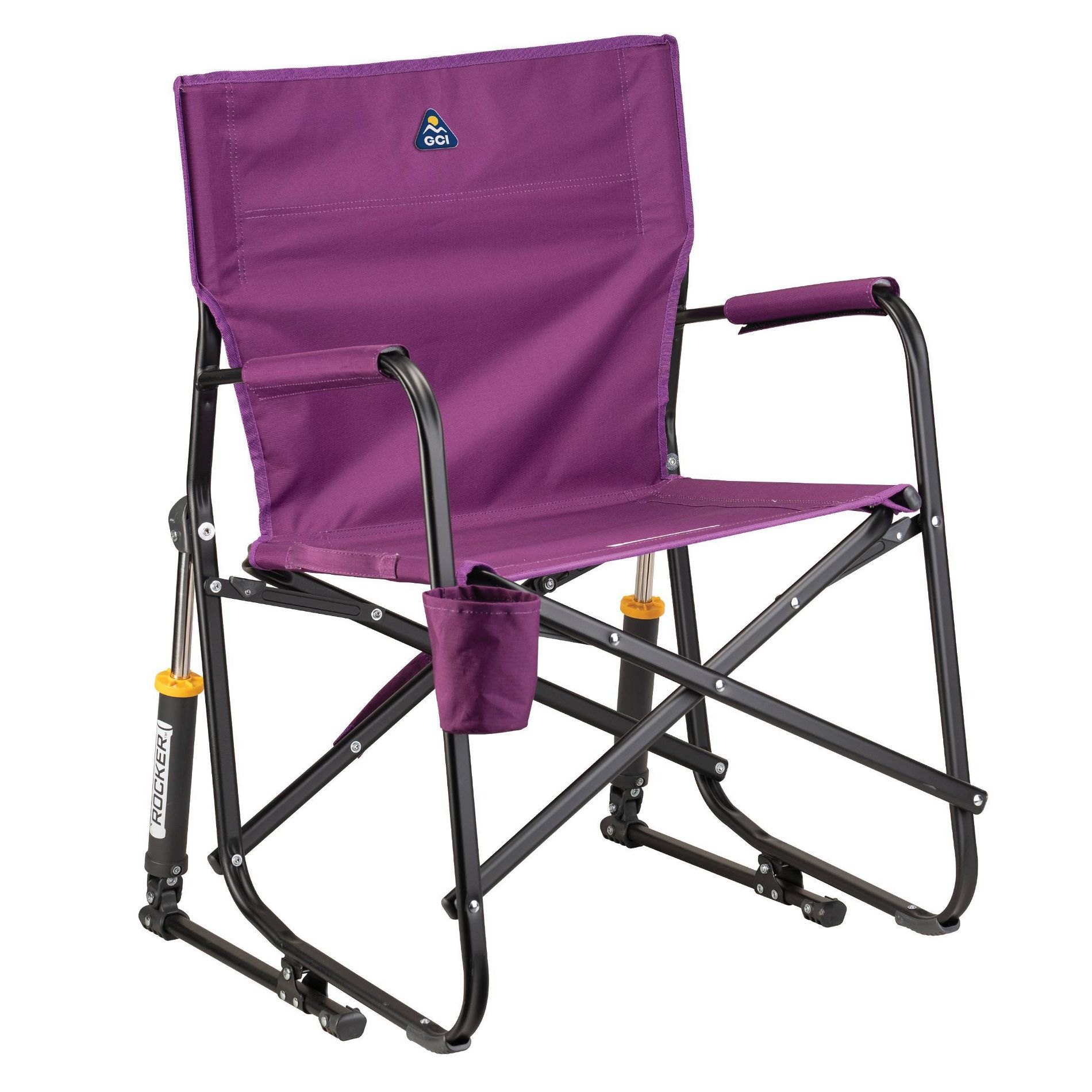 GCI Outdoor Freestyle Rocker Foldable Rocking Camp Chair - Very Berry: Steel Frame & Armrests